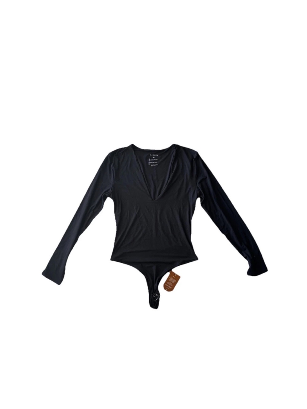 ReoRia Black Long-Sleeve V-Neck Bodysuit